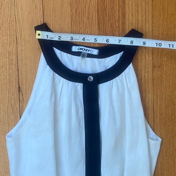 DKYNC White and Navy Blue Linen Button Down Dress - Picture 7 of 12